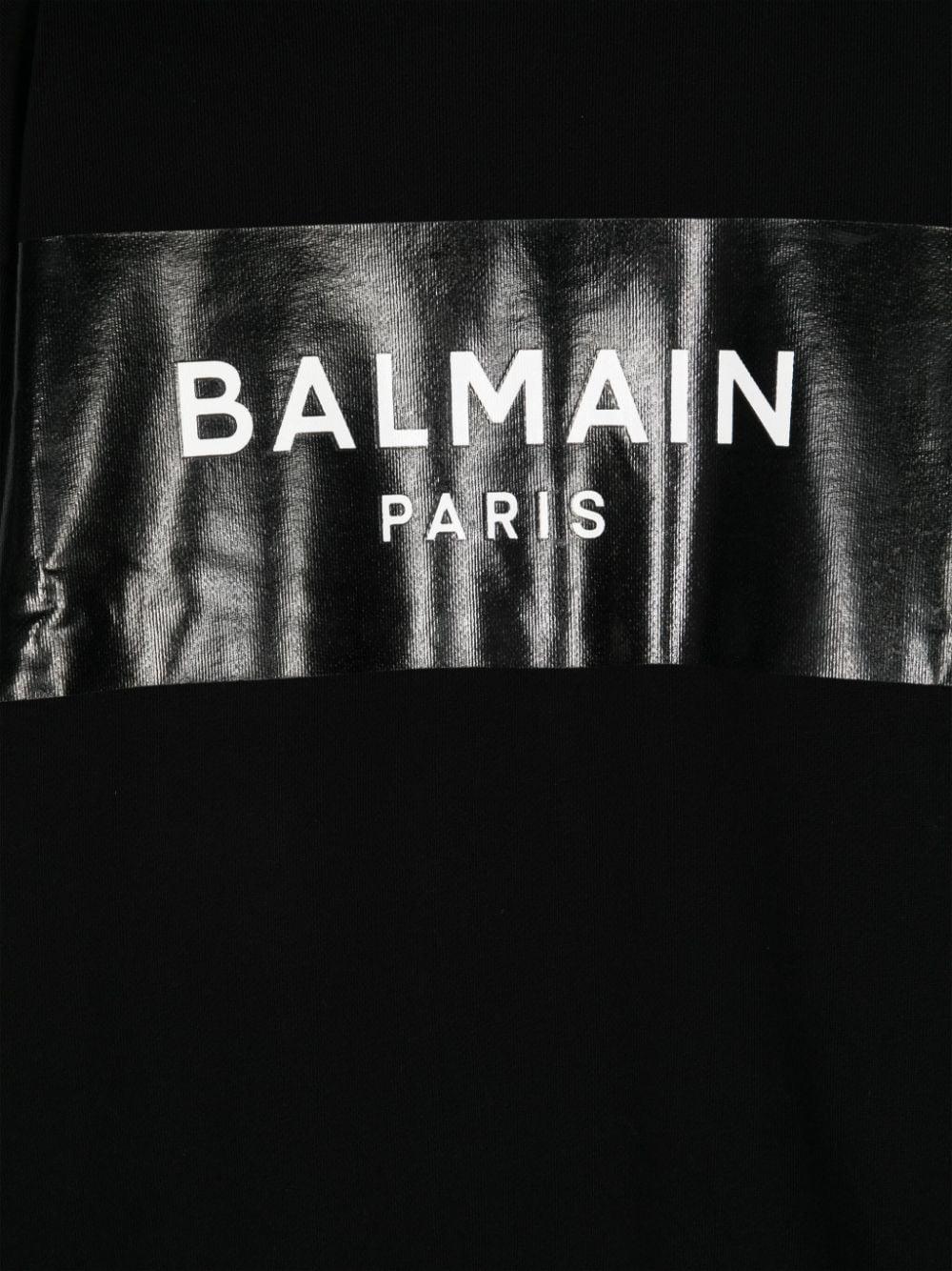 Felpa con stampa per bambino Balmain Kids nero con rifinitura a coste BV4Q80 Z0081 930BC BALMAIN KIDS 