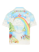 Camicia da bambino Casablanca Kids blu con stampa grafica KSP26SH18002 ALOHA CASABLANCA KIDS 