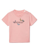Maglietta con stampa farfalle per neonata Off-White Kids rosa con orlo dritto OGXB001S25JER002 3010 OFF WHITE KIDS 
