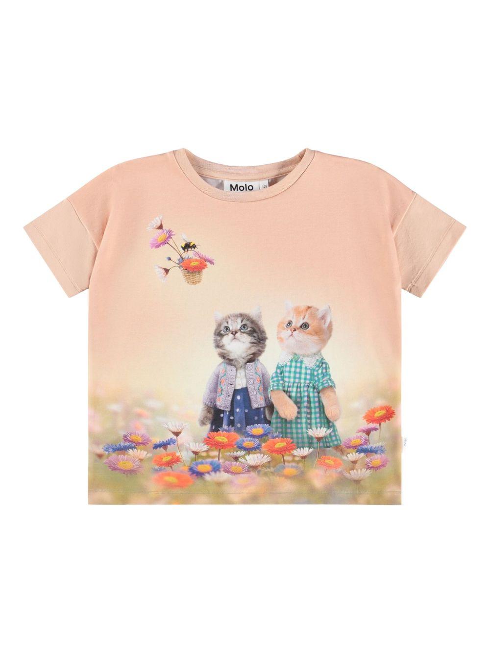 T-shirt per bambina Molo Raeesa rosa con stampa grafica all-over 2W25A207 9638 MOLO 