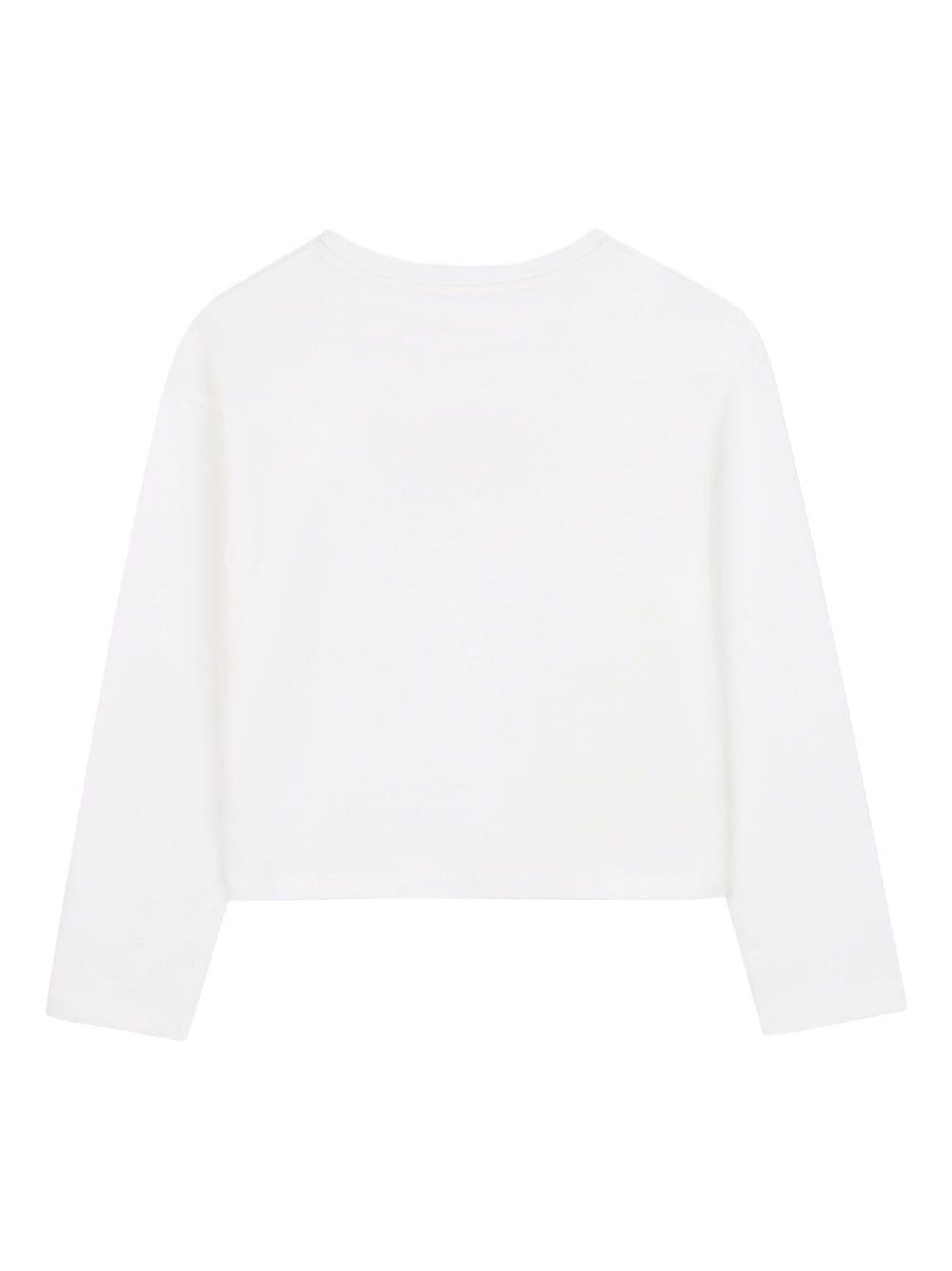 T-shirt per bambina Michael Kors Kids bianca con dettaglio logo R30495 117 MICHAEL KORS KIDS 