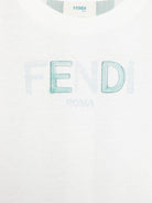 T-shirt per bambino Fendi Kids bianco con stampa a righe sul retro JUI182 AS67 F1R0V FENDI KIDS 