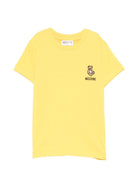 T-shirt per bambini Moschino Kids gialla con ricamo Teddy Bear HUM05TLAA02 50577 MOSCHINO KIDS 