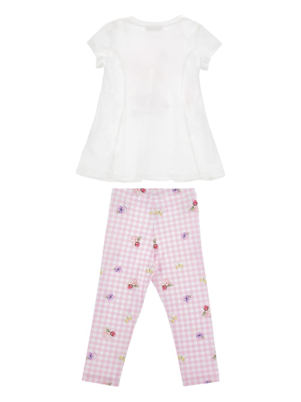 Set t-shirt e pantaloni per bambina Monnalisa Gingham a fiori 19G500 7001 9990 MONNALISA 