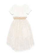 Abito per bambina Monnalisa bianco con dettagli ruches e lurex 71E954RM 5903 0170 MONNALISA 