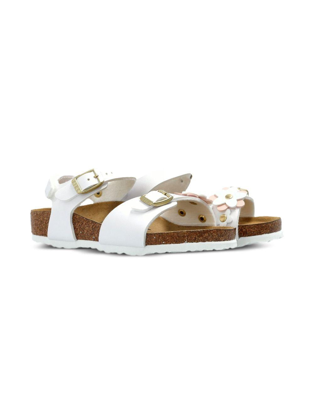 Sandali Rio per bambina Birkenstock Kids bianca con dettaglio applicazione fiore 1029561 WHITE BIRKENSTOCK 