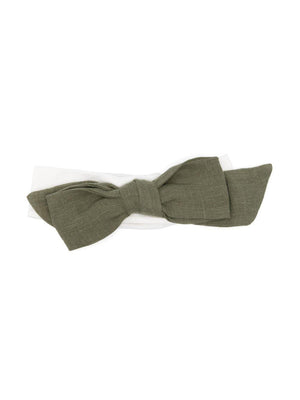 La Stupenderia white baby headband with bow and contrasting insert detail