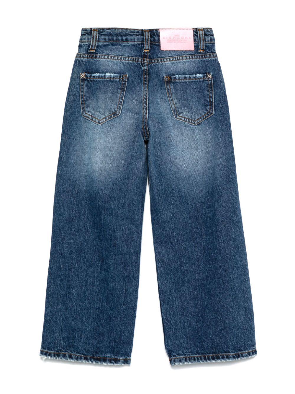 Jeans con toppa con logo per bambina John Richmond blu con effetto consumato RGA24126JE DENIM BLUE MEDIUM JOHN RICHMOND JUNIOR 