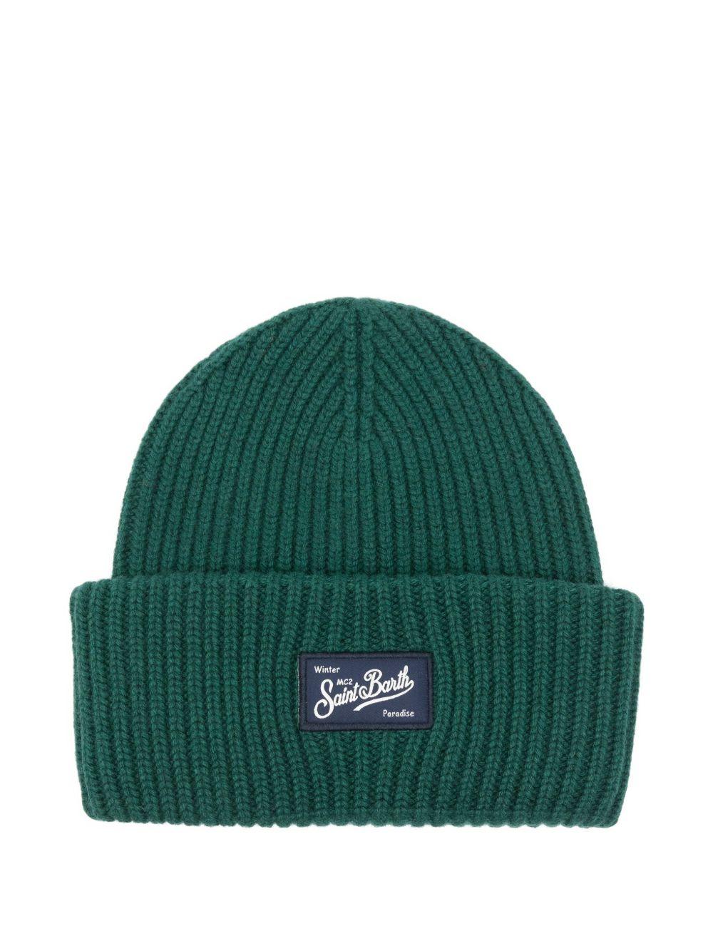 Berretto per bambino MC2 Saint Barth Kids verde con toppa con logo BRR0001 02305I MC2 ST. BARTH KIDS 
