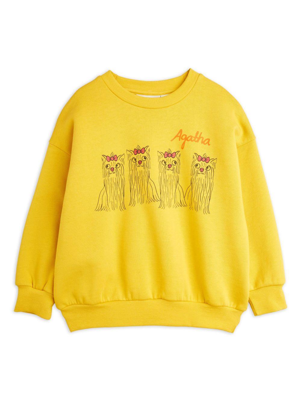 Felpa gialla per bambina con stampa grafica cani Mini Rodini 2472011423 YELLOW MINI RODINI 