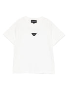 T-shirt per bambino Emporio Armani Kids bianca con logo Aquila sul davanti EB000943 AF13715 U0003 EMPORIO ARMANI KIDS 