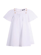 Abito per bambina Balmain Kids bianco con corpetto arricciato BY1C91 P0562 100 BALMAIN KIDS 