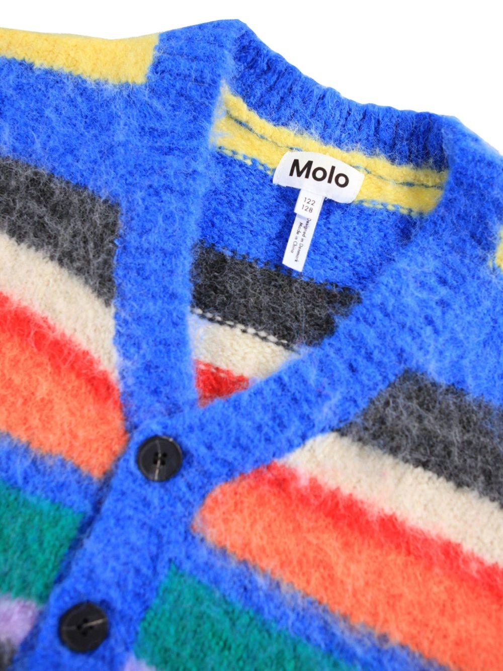 Cardigan per bambina Molo Brutus multicolore con righe orizzontali 6W25K306 9450 MOLO 