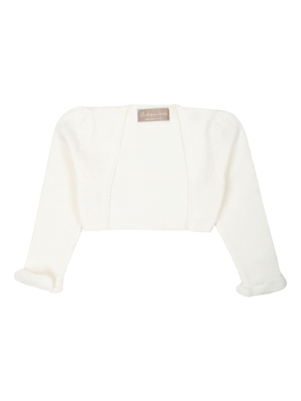 Cardigan bianco per neonato con parte frontale aperta La Stupenderia WCSP62 800 LA STUPENDERIA 