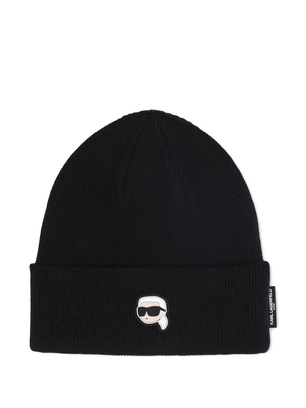 Cappello per bambini Karl Lagerfeld Kids nero con Ikon Karl e tesa con piega Z31028 09B KARL LAGERFELD KIDS 