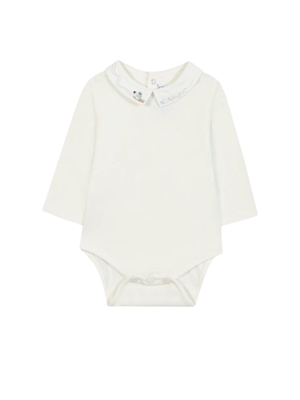 Tartine Et Chocolat white baby romper with Peter Pan collar
