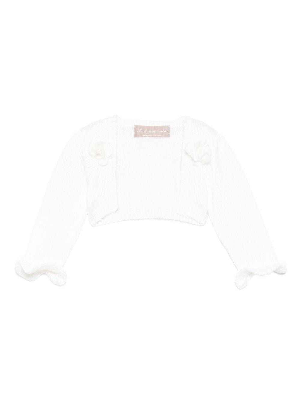 Cardigan per neonata La Stupenderia bianco con maniche arricciate 1WCSP24 800 LA STUPENDERIA 