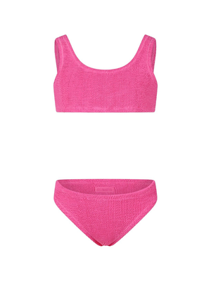 Bikini per bambina MC2 Saint Barth Kids Baker fucsia con logo posteriore