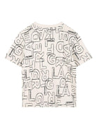 T-shirt per bambino Karl Lagerfeld Kids bianca con stampa grafica e targhetta logo Z30960 195 KARL LAGERFELD KIDS 