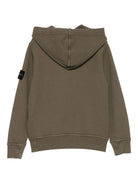 Felpa per bambino Stone Island Junior verde con cappuccio e toppa con logo K2S166100017S0045 V0154 STONE ISLAND JUNIOR 
