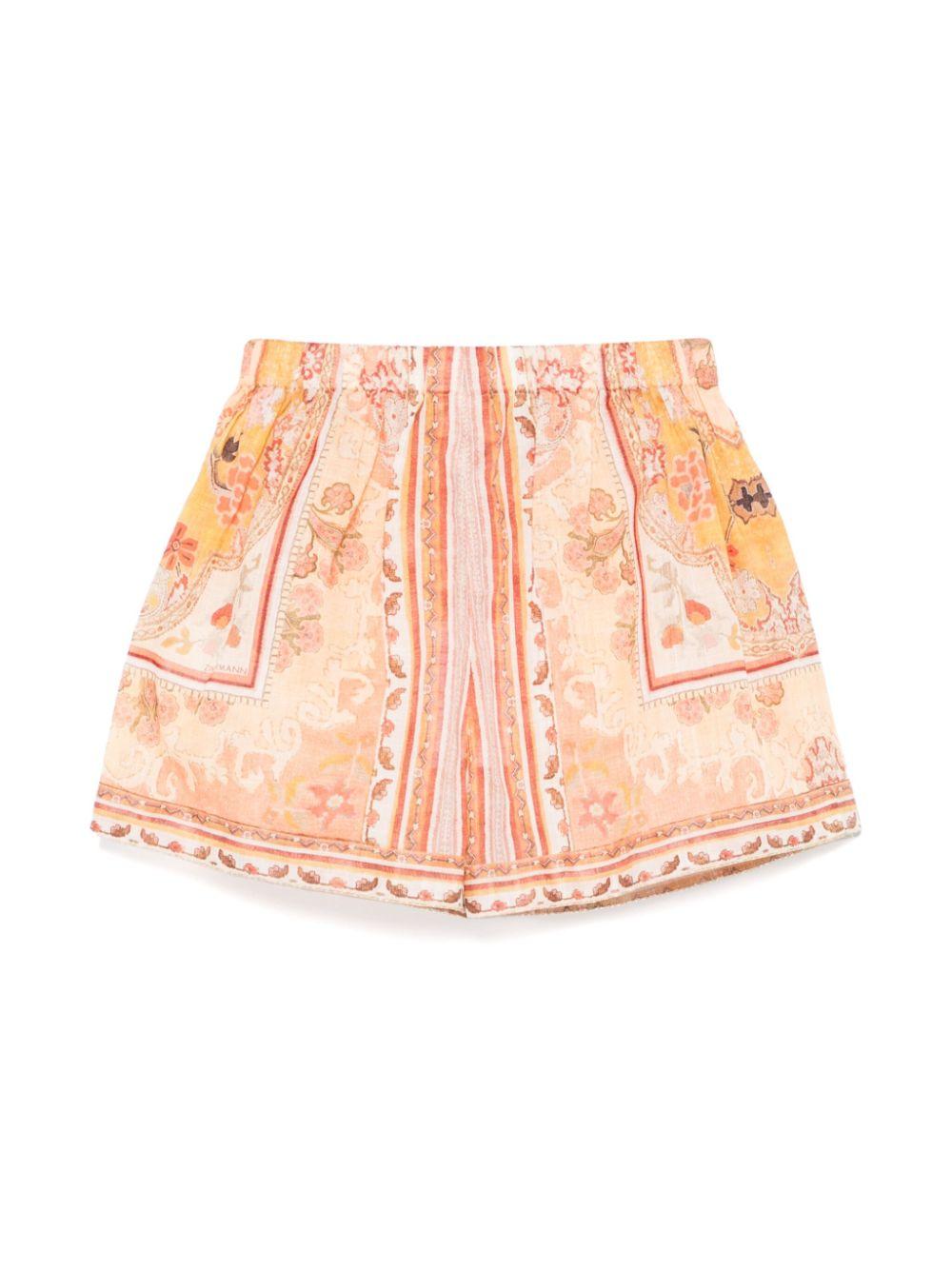 Shorts per bambina ZIMMERMANN Kids Wylie multicolore con stampa grafica all-over 7673AR S251 ZIMMERMANN KIDS 
