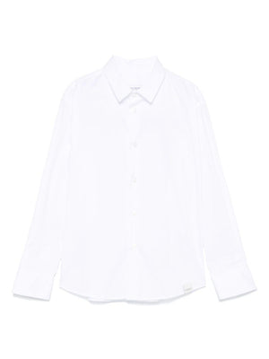 Camicia per bambino Paolo Pecora Kids bianco con mini etichetta con logo