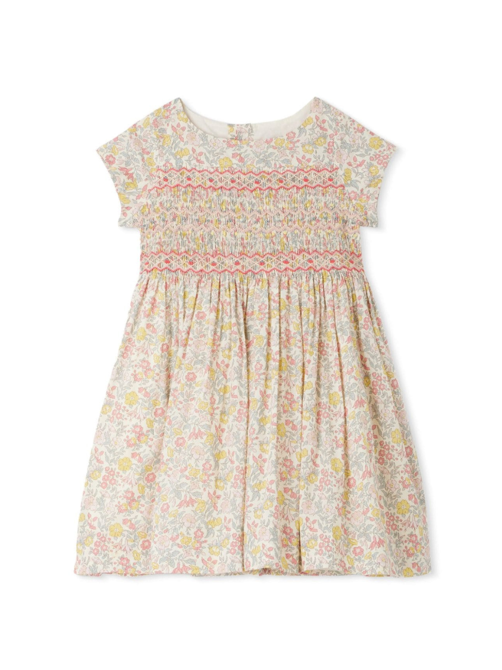 Abito in duchesse di cotone stampa floreale per bambina Bonpoint multicolor con girocollo P04GDRW00005 520 BONPOINT 