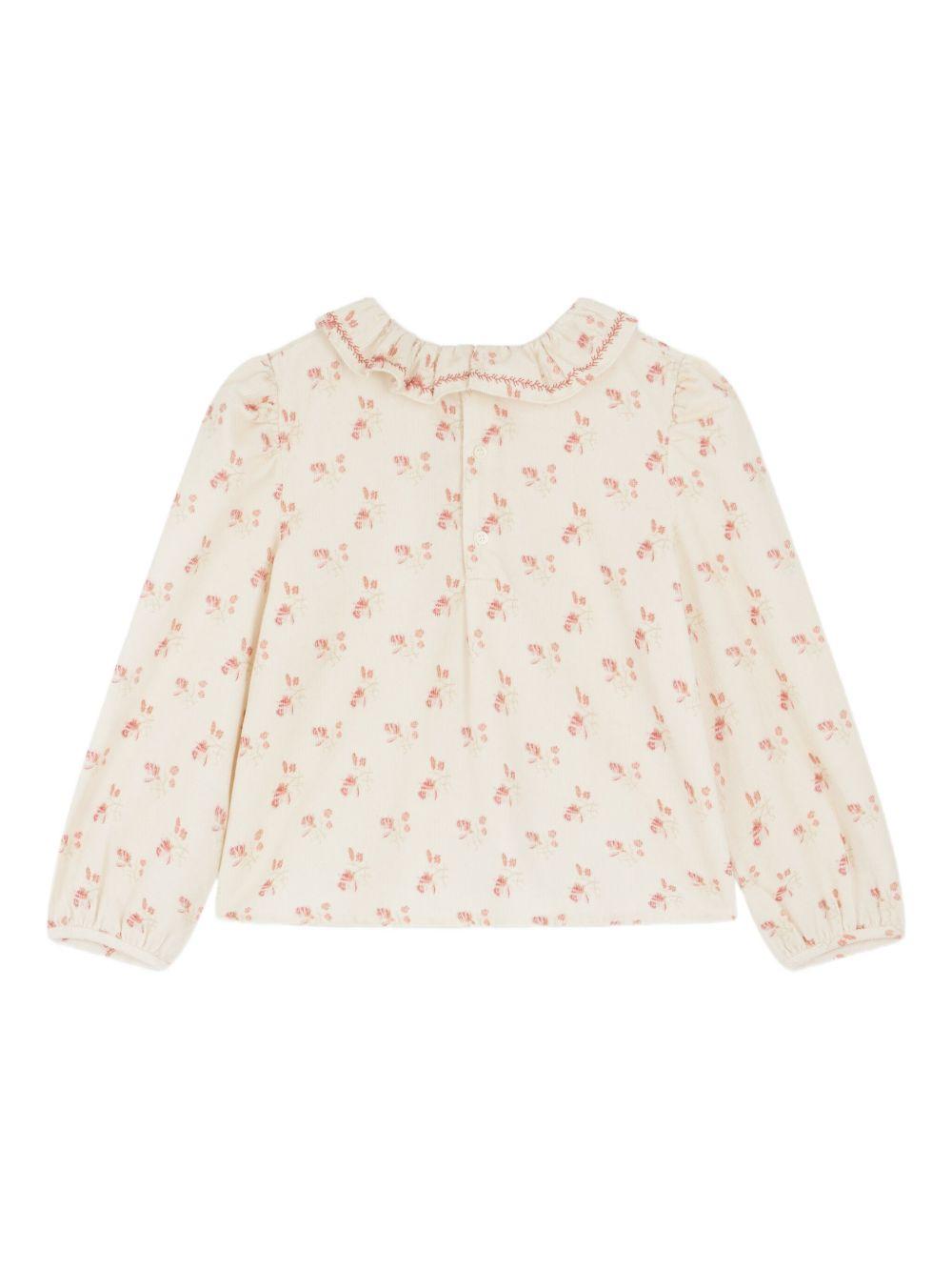 Blusa per bambina Bonpoint beige con stampa all-over W05GBLW00025 524 BONPOINT 