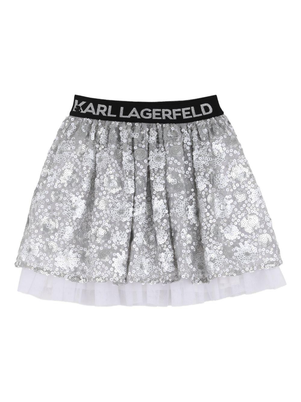 Gonna per bambina Karl Lagerfeld Kids grigia con decorazione con paillettes Z31118 016 KARL LAGERFELD KIDS 
