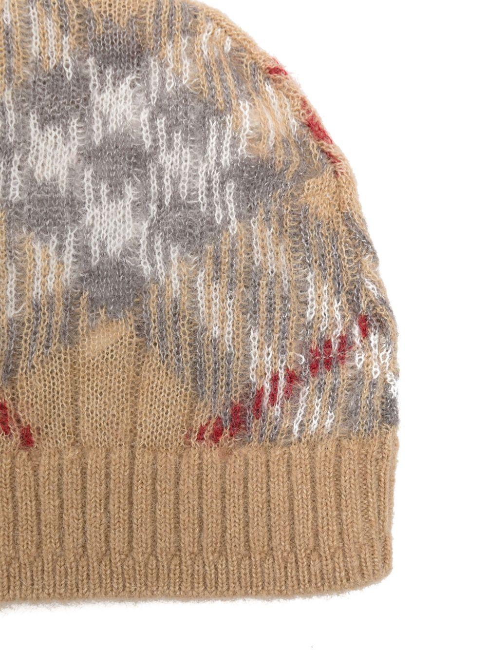 Cappello per neonato Burberry Kids marrone in misto lana con bordo a coste 8105880 A5553 BURBERRY KIDS 