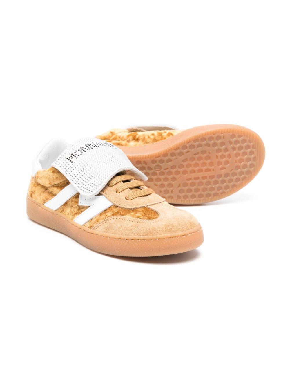 Sneakers per bambina Monnalisa marrone con logo di strass 87D014 4F22 0005 MONNALISA 