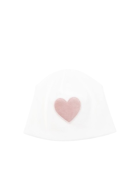 Berretto per neonata La Stupenderia bianco con motivo a cuore rosa 1TBCP12 L23 LA STUPENDERIA 