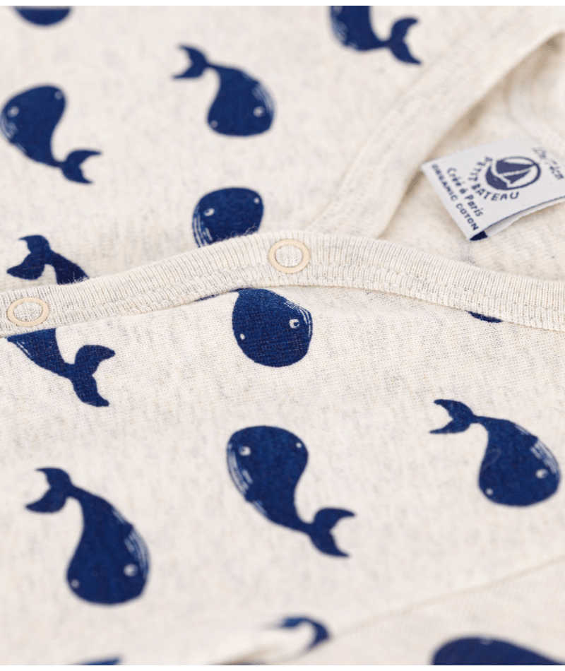 Tutina per neonati Petit Bateau beige con fantasia grafica all-over A09G6 01 PETIT BATEAU 