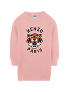 Abito per bambina Kenzo Kids rosa con tigre jacquard K61356 47H KENZO KIDS 
