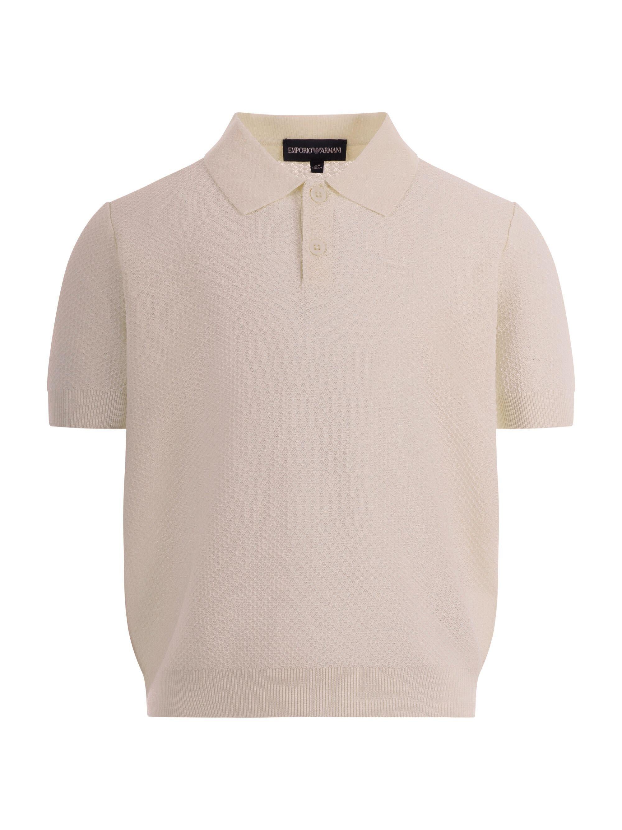 T-shirt per bambino Emporio Armani Kids beige con texture traforata EB001222 AF23412 U0007 EMPORIO ARMANI KIDS 