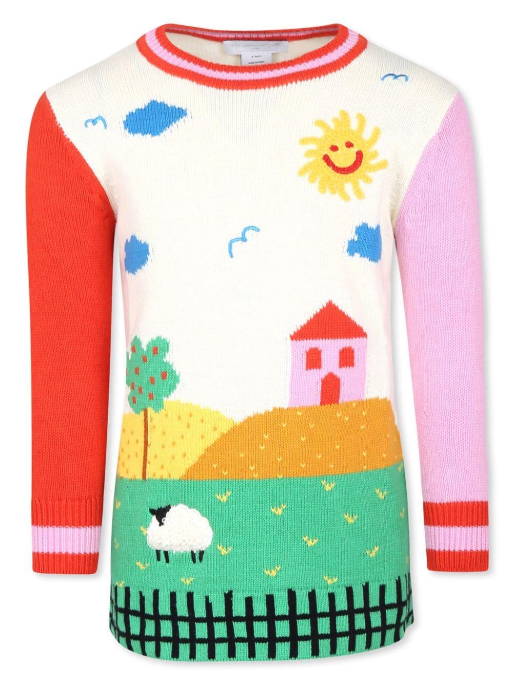 Abito per bambina Stella McCartney Kids bianco con stampa grafica TV1A20 Z1528 999 STELLA McCARTNEY KIDS 