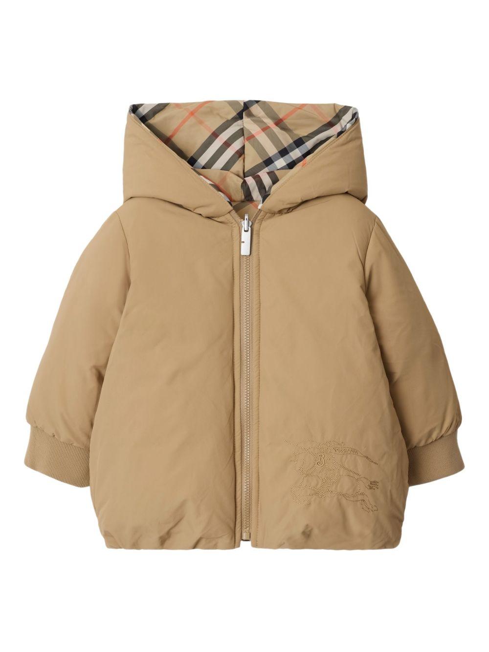 Piumino reversibile per neonato Burberry Kids marrone a quadri 8112753 B9368 BURBERRY KIDS 