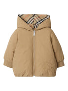 Piumino reversibile per neonato Burberry Kids marrone a quadri 8112753 B9368 BURBERRY KIDS 