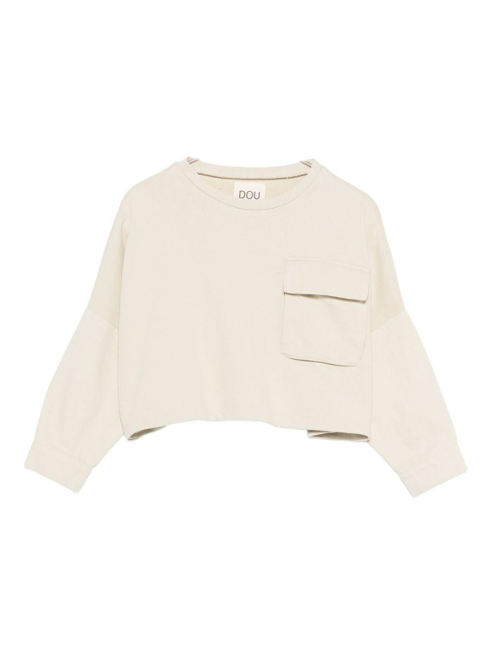 Felpa per bambino Douuod Kids beige con tasca sul petto DX4A30 Z3402 108 DOUUOD 