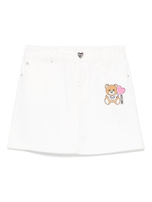 Moschino Kids white denim miniskirt with belt loops for girls
