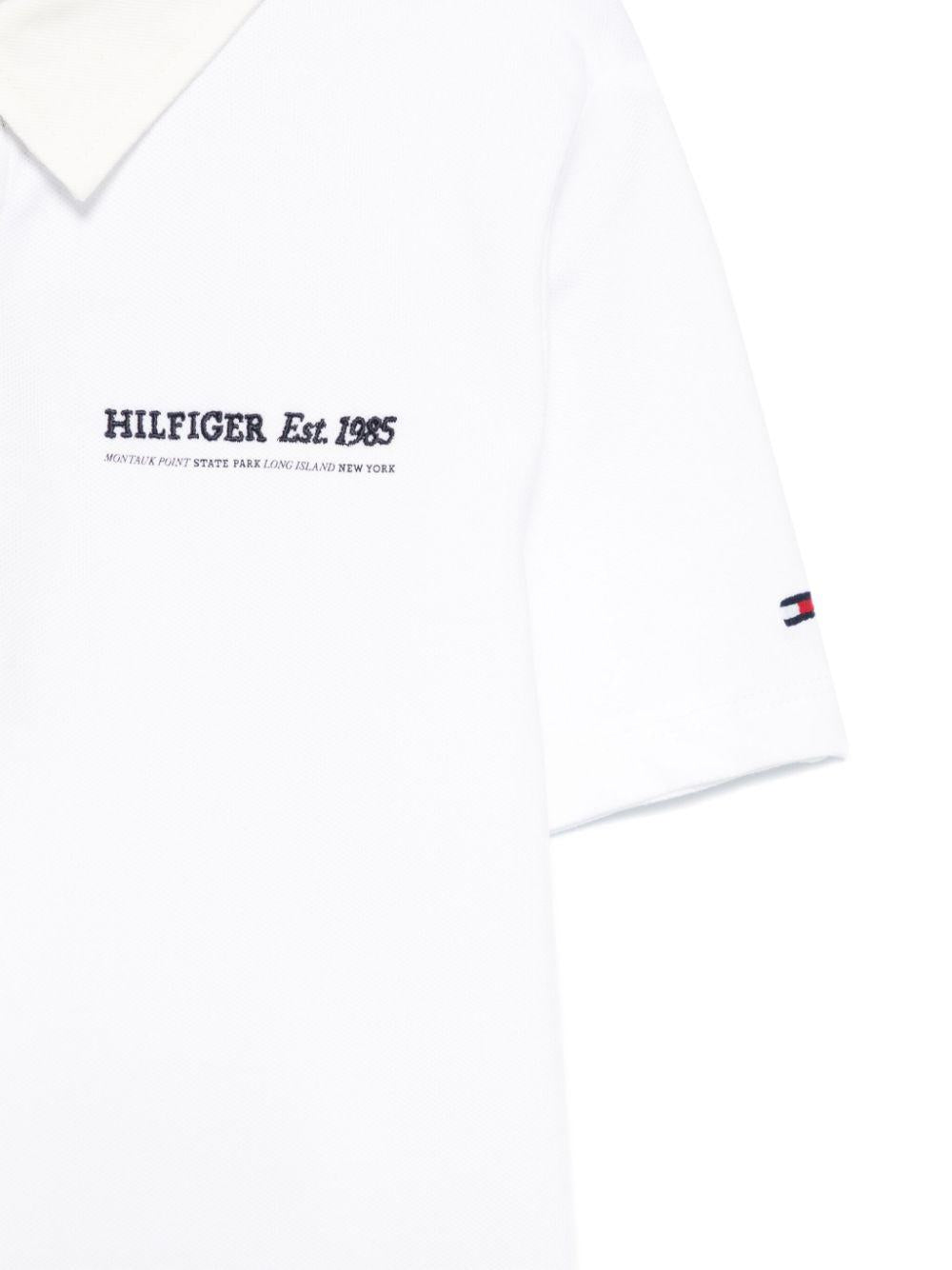 Polo con ricamo per bambino Tommy Hilfiger Junior bianco con spacchi laterali KB0KB09332 YBR TOMMY HILFIGER JUNIOR 