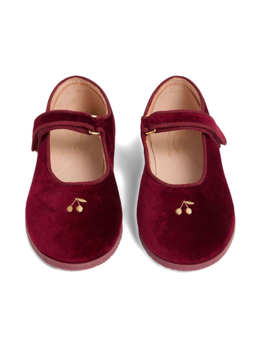 Ballerine per bambina Bonpoint rosso in velluto con ricamo W05GSOW00001 052 BONPOINT 
