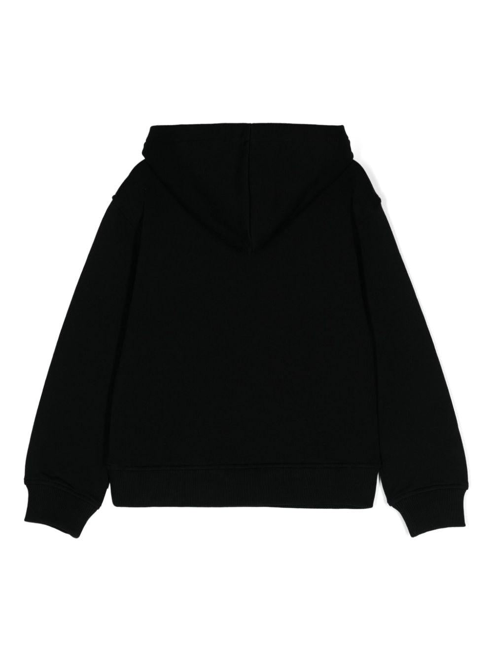 Felpa per bambino Moschino Kids nero con cappuccio e logo goffrato sul davanti HNF07KLCA58 60100 MOSCHINO KIDS 