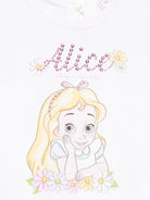 T-shirt per neonata Monnalisa bianco con motivo Alice x Disney 39E610 5002 0099 MONNALISA 