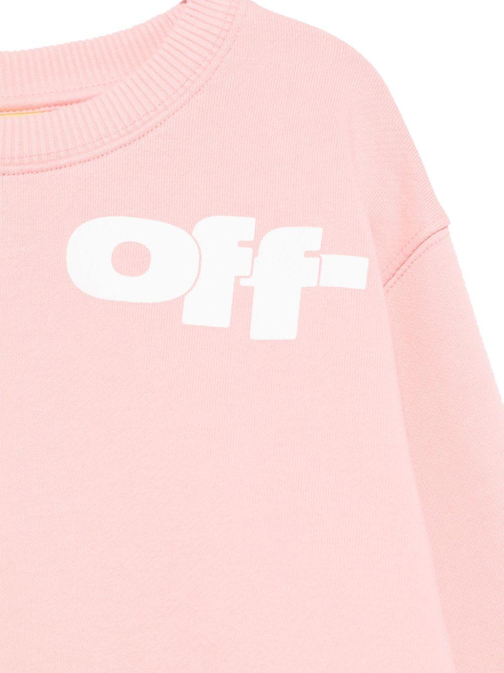 Felpa con stampa logo per bambina Off-White Kids rosa con polsini a coste OGBA001S25FLE002 3001 OFF WHITE KIDS 