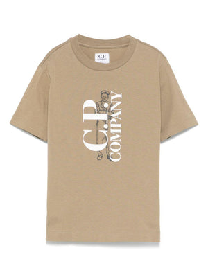 T-shirt con logo per bambino C.P. Company Kids beige con orlo dritto