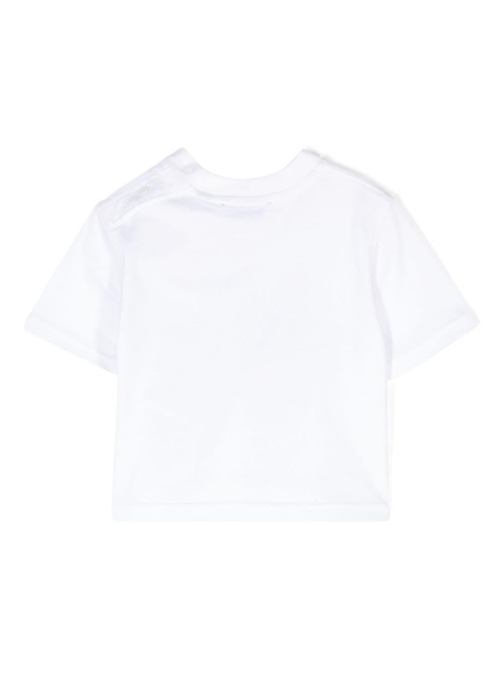 T shirt per neonato bianca con logo graffiato Burberry e stampa uccellino 8089606 A1464 BURBERRY KIDS 