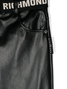 Pantaloni con placca logo per bambina John Richmond Junior nero con passanti RGA24021PA BLACK JOHN RICHMOND JUNIOR 