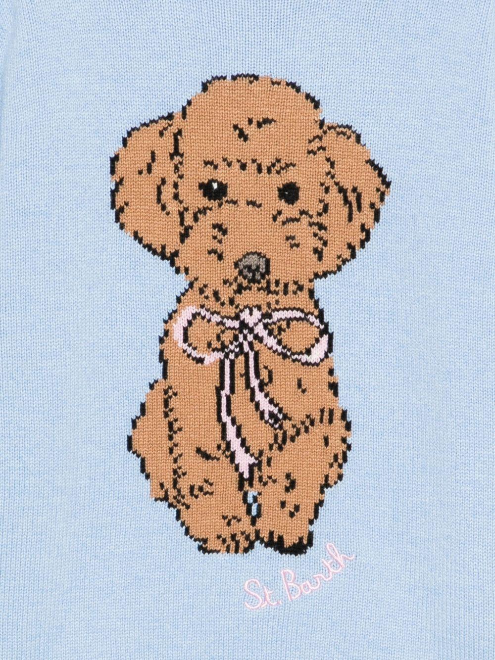 Maglione per bambina MC2 Saint Barth Kids azzurro con ricamo cagnolino PRC0001 02215I MC2 ST. BARTH KIDS 