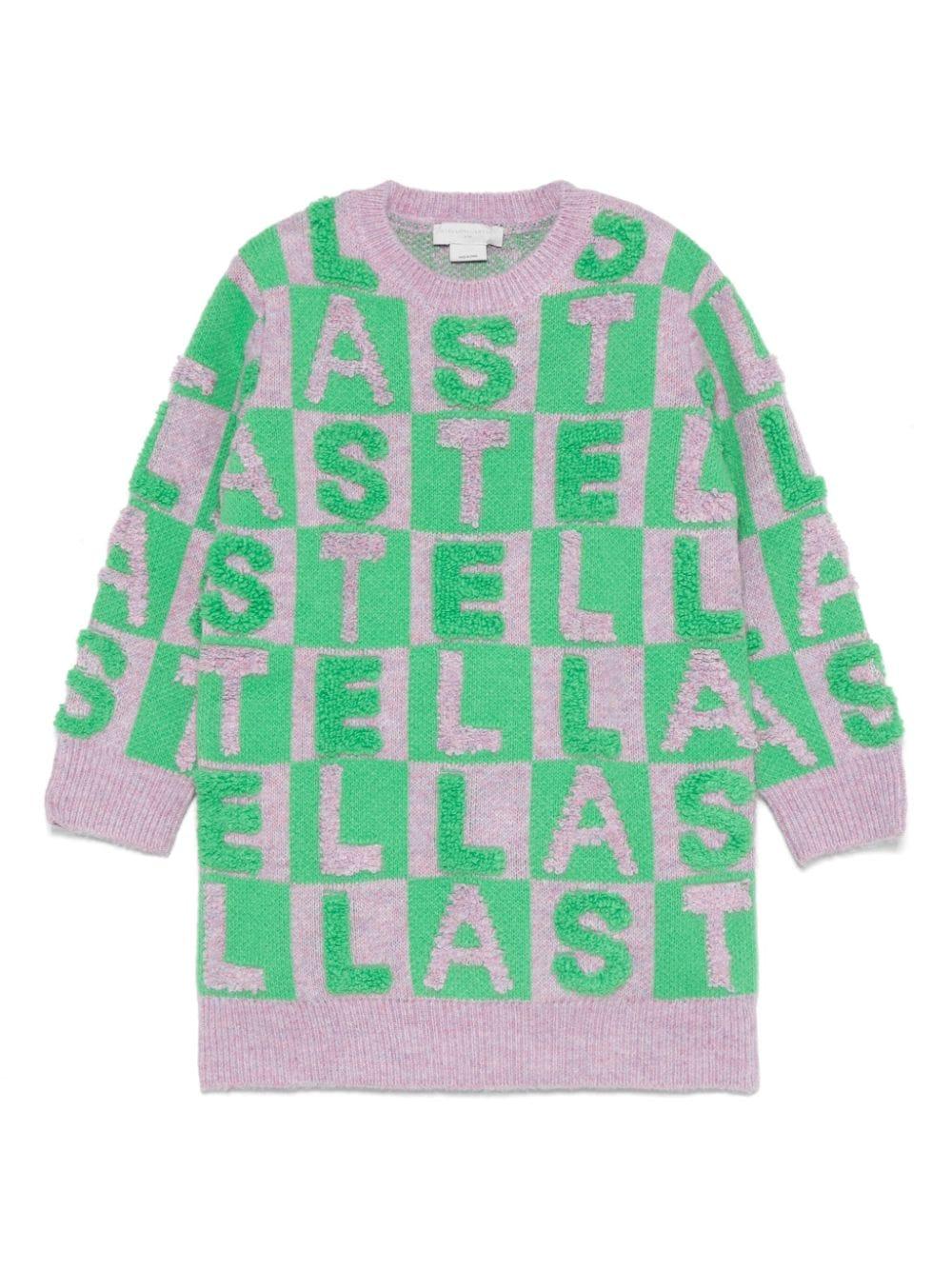 Abito per bambina Stella McCartney Kids grigio e verde con applicazione TV1E20 Z2293 999 STELLA McCARTNEY KIDS 